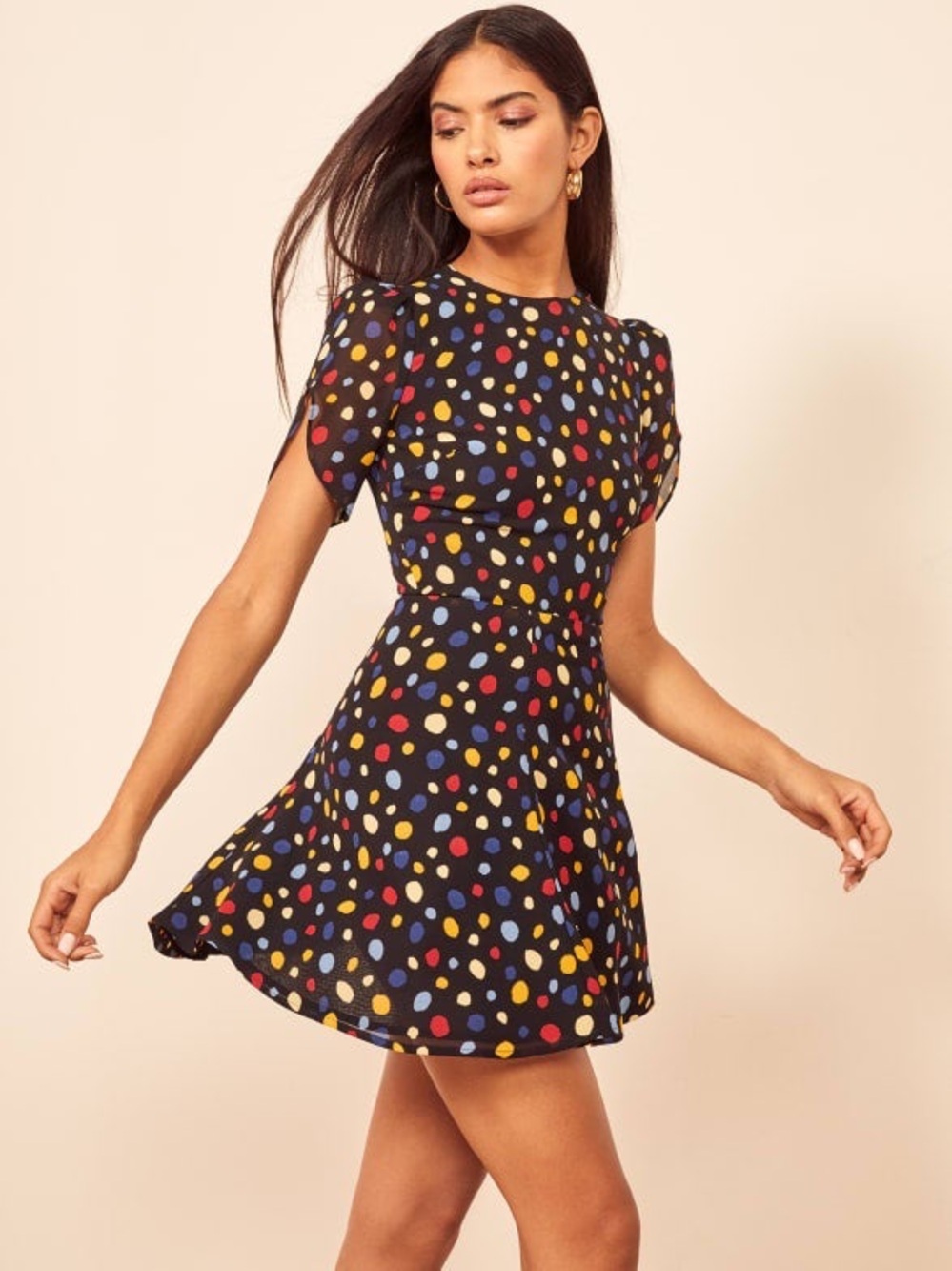 Reformation Violette Dress Polka Dot Mini Dress
